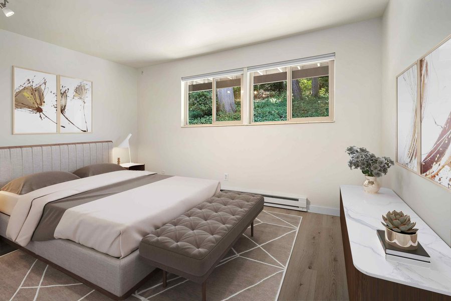 Bedroom with large window