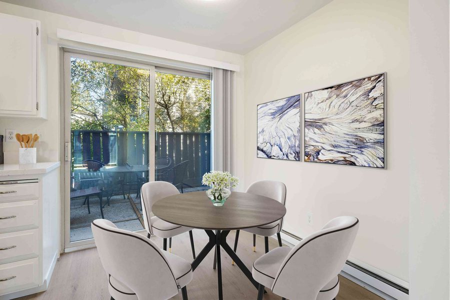 Dining area by the balcony door