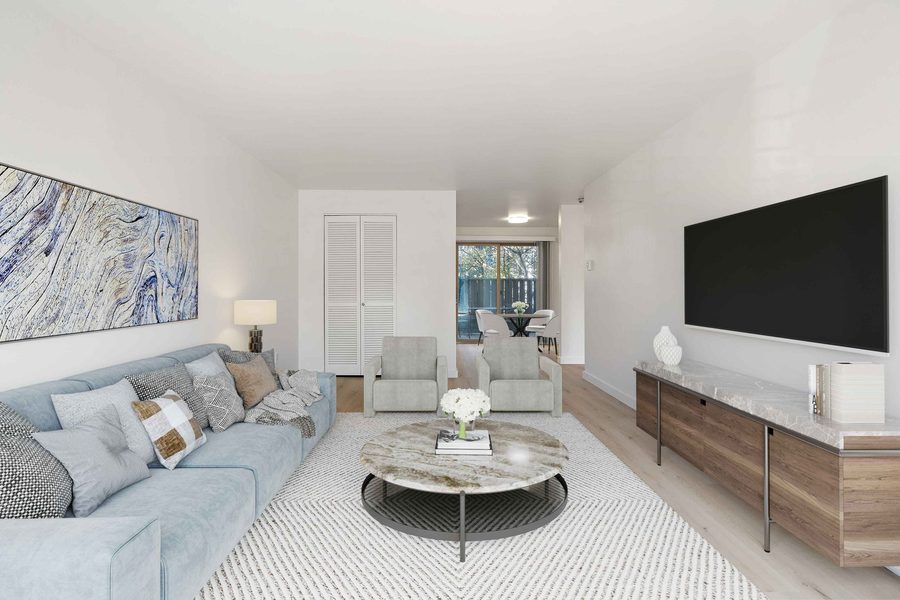 Living room with large windows
